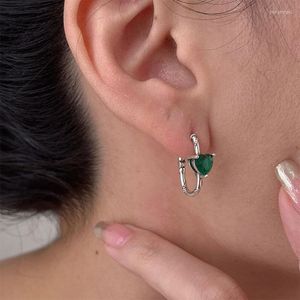 Hoop örhängen Reeti 925 Sterling Silver Love Heart Green Stone Creative Sexy Jewelry for Women Gift Anpassad