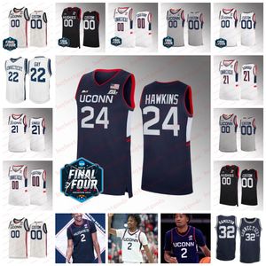 Koszulka koszykówki Uconn Huskies 24 Hawkins 21adama Sanogo Joey Caltaterra Donovan Clingan Paige Bueckers Andre Jackson Jr. Tristen