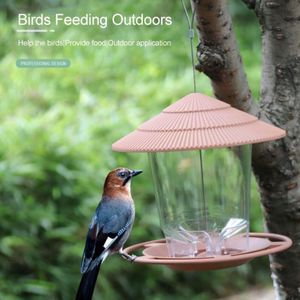 Alimentação novo dreno alimentador de pássaros pendurado alimentador de pássaros selvagens recipiente ao ar livre com pendurar corda tipo casa de alimentação alimentador de pássaros decoração do jardim