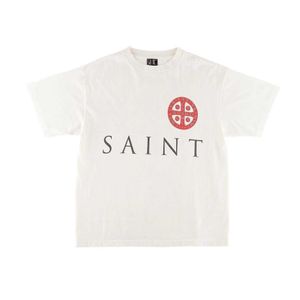 Tasarımcı Moda Tişört Saint Michael Mektup Çapraz Çevre Şekil Yüksek Sokak Çift Vintage Kısa Kollu T-Shirt