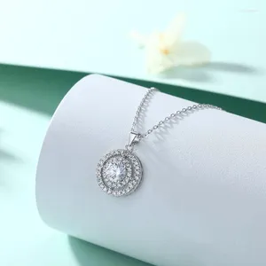 Chains Uilz Fahsion Classic Round Zircon Necklaces For Women Hollow Neckalce Elegant Bride Wedding Party Engagement Jewerly