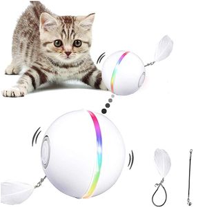 Spielzeug Intelligentes interaktives Katzenspielzeug USB wiederaufladbar LED 360 Grad selbstdrehender Ball Haustiere spielen Spielzeug Bewegungsaktivierter Haustier-Rollerball
