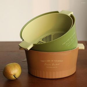 Storage Bottles 1Pc/1 Set Vegetable Colander Large Capacity Double Layer Both Sides Handle Plastic Smooth Surface Draining Bowl Kitchen