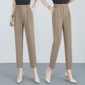 Frauen Hosen Frühling Sommer Büro Dame Hohe Taille Lose Frauen Koreanischen Stil Mode Lässig Gerade Reißverschluss Weiß Schwarz Damen Hosen
