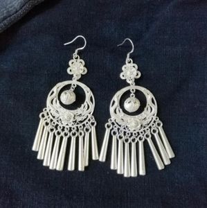 Dangle Shandelier Ethnic Style Earrings Miao Silver Filigree Large Ring Tassel Earrings Product 230505