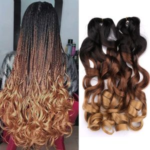 Cabelos de cabelos com ondas soltas de onda larga extensões de cabelo em espiral cachos de crochê pré -esticada francês cachos ombre tranças cabelos para mulheres 230504