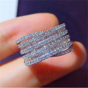 Diamond Finger Ring 925 Sterling Silver Party Wedding Band Rings for Women Män lovar Engagemangsmycken gåva