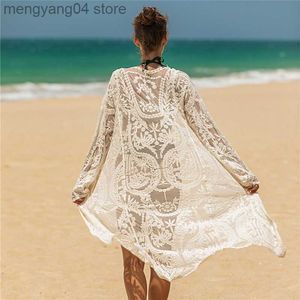 Menas de banho feminina Túnica de praia longa vestido branco feminino pareo para mulher maxi de verão biquíni de verão preto manto vermelho salida de playa 2022 t230505