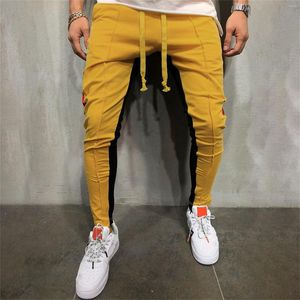 Men's Pants Cargo Men Plus Size Matching Stitching Cropped Trousers Lace-up Sports Streetwear Male Sweatpants Y2k