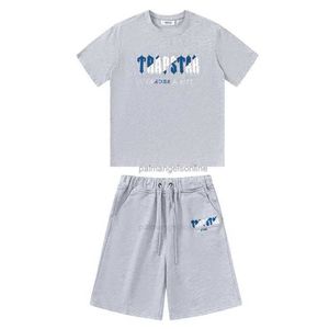 Designer Modekläder T-shirts T-shirt trapstar Blå Vit Handduk Broderad Sport Casual Set Herr Kortärmad T-shirt för kvinnor Shorts Casual Streetwear Sportkläder