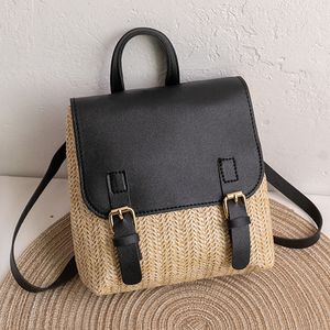 Школьные сумки, винтажный соломенный рюкзак, женская модная сумка на плечо, универсальная тканая искусственная кожа, элегантный роскошный дизайнерский mochilas 230504