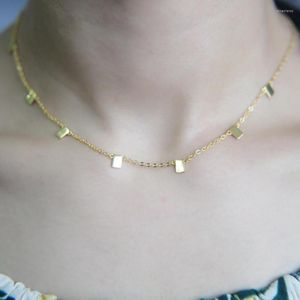 Choker 2023 Simple Bar Polished Dainty Delicate 7 Link Chain Charm Fashion Wassale Jewelry Halsband