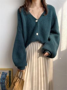 Camisolas femininas suéter feminino pulôver de inverno feminino tricô feminino Overzie de manga comprida Cardigã de roupas de malha solta