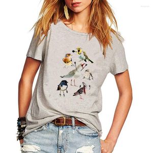 Women's T Shirts Funny Cute Little Bird Print Women Shirt Summer Short Sleeve O Neck Tshirt Female 5 Colors Tee Tops Camisetas Mujer