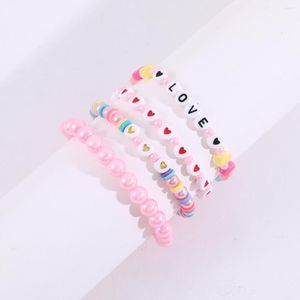 Strand Makersland 4st/Set Cute Love Heart Letter Pärled Armband för flickor Friendship Children Accessories smycken