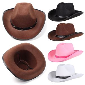 Szerokie brzeg kapelusze wiadra western kowboj retro jazz dziki zachód czapek dla dżentelmena cowgirl men kobietom na świeżym powietrzu rycerz 230504