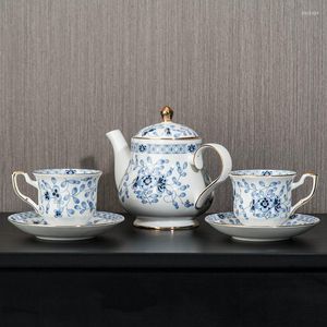 Koppar tefat europeiska styleteapot set vintage tecup court ben porslin cup tefat keramisk kaffekanna hem mugg utsökt dricka uren