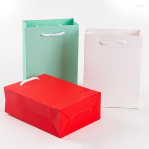 Gift Wrap 30pcs/lot Solid Thicken Kraft Paper Bag Bags Birthday Wedding For Gifts With Handle 28x20x10cm Wholesales