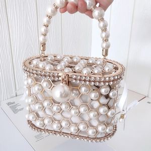 Niche French 2023 New Tide Pearl Bag Female Summer Ins Bucket Bag Close