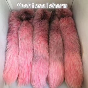 10Pcs/lot 40cm/16" Pink/Black Real Genuine Fox Fur Tail Keychain Cosplay Toys Bag Charm Car Phone Pendant