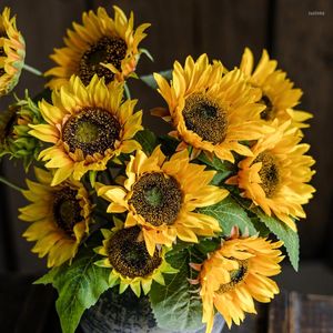 Decorative Flowers Table Decoration For Wedding Hand Bouquet Artificial Sunflower Living Room Home Garden Outdoor Accessories