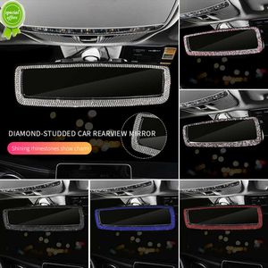 New Rhinestone Car Interior Rearview Mirror Decor Charm Crystal Diamond Rear View Mirror Cover Bling Car Accessories for Girls