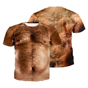 Män s t shirts 2023 mode män 3d t shirt rolig tryckt bröst hår muskel kort ärm sommar tshirts apa face t shirt 230504