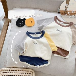 Clothing Sets Children's Cotton Baby Sets Letter Print Casual Sports Boy Tshirt Shorts Clothing Sets Toddler Unisex Leisure Shorts Sets 230504