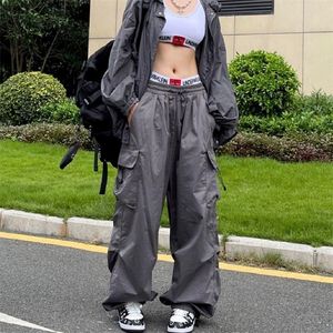 Kvinnor S Pants S Y2K Streetwear Cargo Women Casual Vintage Baggy Wide Leg Straight Trousers Jogger Big Pockets Oversize Overalls Sweatpants 230504