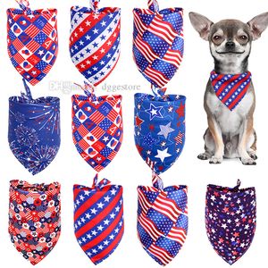 4th of July Day Dog Bandanas Patriotic Dog Bibs American Flag Pet Costume Adjustable Dog Cat Independence Day Triangle Scarf Kerchief for Small Medium Pet A705