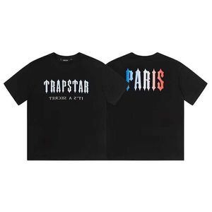 デザイナーファッション衣類 Tシャツ Tシャツトレンディ Trapstar バックカラフルなパリプリント半袖高品質二重糸純粋な綿半袖 Tシャツ販売