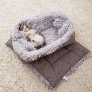 Mattor husdjur katt nesk matta liten hund lång plysch filt säng cabriolet soffa dubbla ändamål fällbara säng mjuk varm katt kudde husdjur leveranser