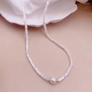 Choker Minar Retro White Color Natural Shell Vase Bamboo Joint Strand Necklace For Women Freshwater Pearl Jewellery