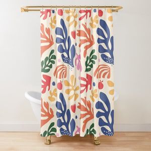 Shower Curtains Abstract Matisse Flower Art Shower Curtain Modern Geometric Simple Aesthetic Pastel Boho Trendy Bathroom Curtain Decor with Hook 230504