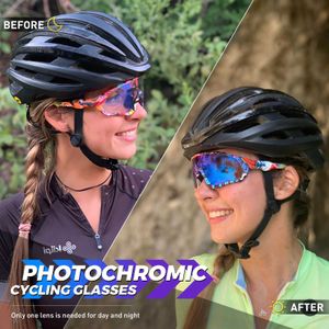 Kapvoe Red Photochromic Cycling Sunglasses Sports for Men Blue Photochromic Cycling Glasses Mountain Bicycle Goggles P230518
