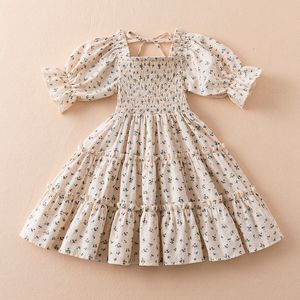 Mädchen Kleider Kurzarm Kleid für Mädchen Polka Dot Kinder Blumen Abend Party Kleider Kinder Kleidung Mädchen Geburtstag Gesmokt Vestidos 38T 230504