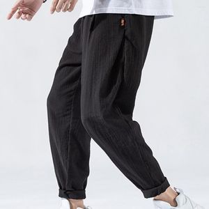 Calça masculina verão cor sólida homens harém nona calça