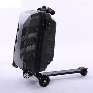 Suitcases Carrylove 21" ABS Scooter Trolley Luggage Cabin Suitcase Lazy Travel Bag For Trip