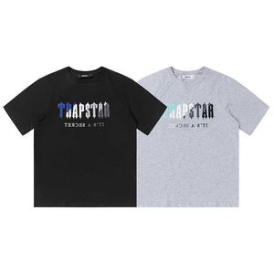 Designer Mode Kleidung T-Shirts T-Shirt Sommer Nische Trapstar Buchstabe Blau Weiß Handtuch Besticktes T-Shirt für Männer Frauen High Street Lose Lässige Kurze Ärmel