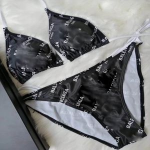 Fashion Letter Print Bikini Women Swimwear Beach Party Sexy Tankini Bandage Bathing Suit Swim Wear White Black