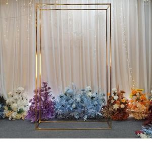 Party Decoration Luxury Outdoor Lawn Flower Frame Wedding Arch Square Column Plinth Balloon Props Floral Stand för bakgrundsfödelsedagsstadium