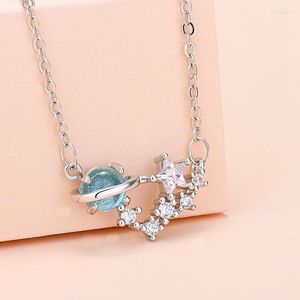 Pendant Necklaces Star Moon Necklace Cute Girl Clavicle Chain Heart Sweet Student Neck With Crystal Global Charm