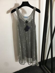 Abiti sexy da festa per donne Abiti scollati con strass scintillanti Abito alla moda estivo Ragazze adolescenti lucide Set da 2 gonne a gilet senza maniche