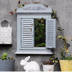 Ramki odzyskane drewniane vintage malowane białe okno migawki z lustrem domowym dekoracją ogrodu