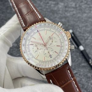 Designer Luxury Men's Watch High Quality Watch Läder rostfritt stål armband Sapphire Glass Watches Mechanical Round Quartz-Battery folding spänne
