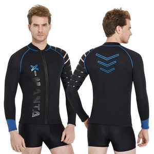 Roupas de mergulho seca teatros de neoprene premium masculino 3mm2mm15mm malha frontal zip de manga longa camisetas térmicas jato térmico j230505