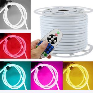 360ラウンドLEDネオンサインライトストリップAC110V 220V LEXIBLE ROPE LIGHTS 120LED/M 2835 DIMMABLE IP65防水ホリデーホームデコレーション50m 100M