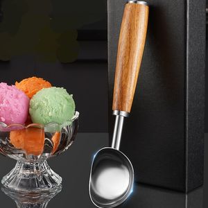 Ice Cream Tools Ice Cream Scoops Stacks Edelstahl Ice Cream Ball Digger mit Holzgriff Non-Stick Watermelon Fruit Ice Ball Maker Löffel 230504