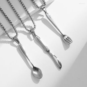 Chains Hip Hop Men's Necklace Stainless Steel Pendants Chain Knife Fork Spoon Rolo For Men Women Punk Cool Jewelry Fashion Gift