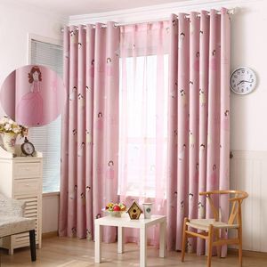 Gardin rosa prinsessor gardiner för flickor sovrum härliga blackout polyester tyg paneler grommet barn vardagsrum fönster draperier